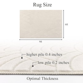 SHACOS Soft Cozy Fluffy Arch Waves Pattern High-Low Textured Area Rug 6'x9'