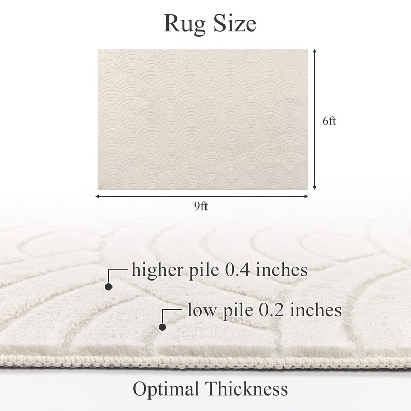 SHACOS Soft Cozy Fluffy Arch Waves Pattern High-Low Textured Area