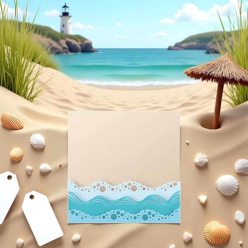 Ocean Beach Wave Metal Cutting Dies Set,Summer Stencil and Embossing
