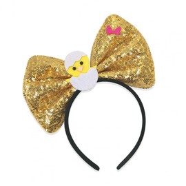 Easter Bow Headbands Sparkly Bowknot Headbands Chick Hair Accessories for Spring Parties, Easter Egg Hunts Photo Shoots (gold)