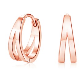 Cangall Silver Hoop Earrings for Women Girls, 925 Sterling Silver Chunky Hoop Earrings, Hypoallergenic Earrings Rose Gold Simple Small Cartilage Sleeper Thick Double Hoop Piercing Earrings Jewelry