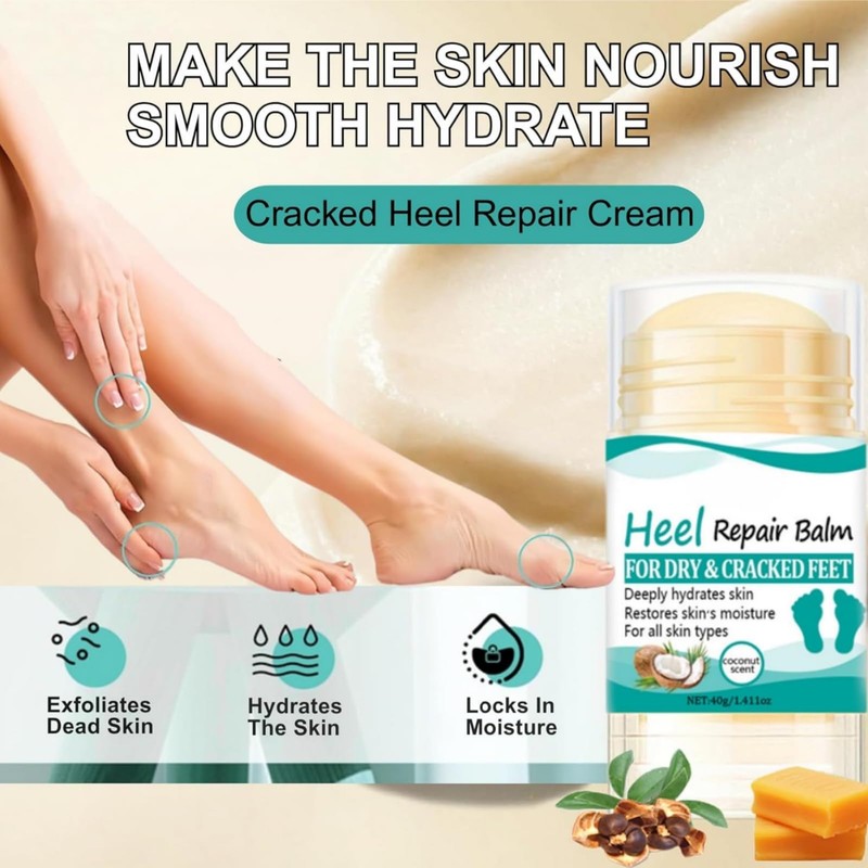 Coconut Heel Balm Stick,Foot Cream for Very Dry Feet,Cracked Heel