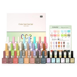 CANNI- Juego de esmaltes de uñas en gel CC2, 30 piezas, 9 ml, esmalte en gel blanco, rosa, nude, azul, pastel, remojo, LED, uñas naturales            
