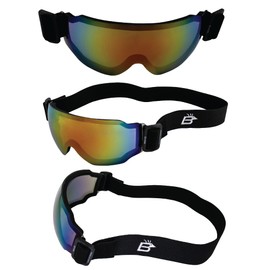Birdz Eyewear Arch Sports Padded Safety Sky Diving Ski Motorcycle Goggles for Men & Women ANSI Z78.1+ 2 Pairs Smoke & Red Mirror Lenses