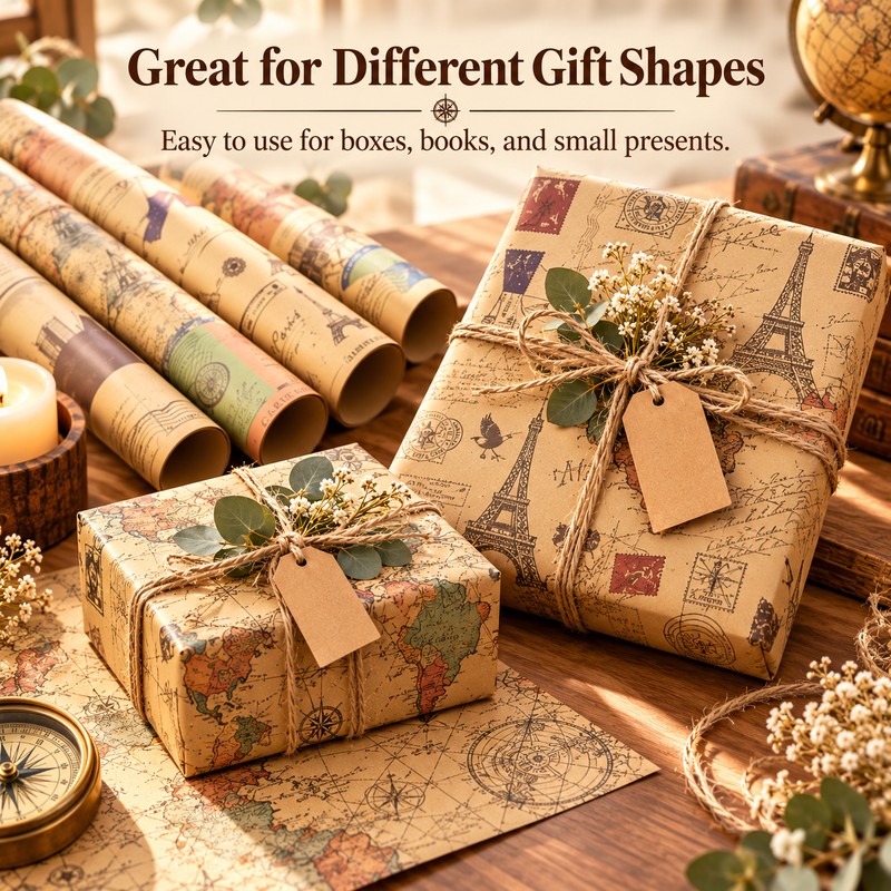 Vintage Kraft Gift Wrapping Paper for Birthdays and Holidays –