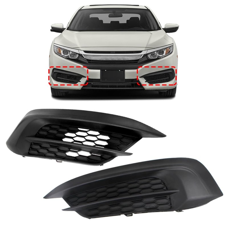 2Pcs Front Bumper Fog Light Cover Assembly Compatible with Honda