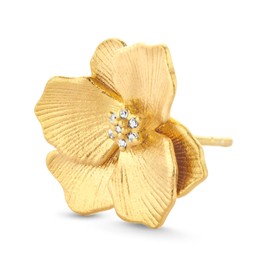 DPT ANTWERP Jasmine Small (Single) Stud | Natural White Diamond 7 pc | 18-Carat Yellow Gold Vermeil | 925 Sterling Silver | 15.00 x 14.00 x 3.80 mm | Pin