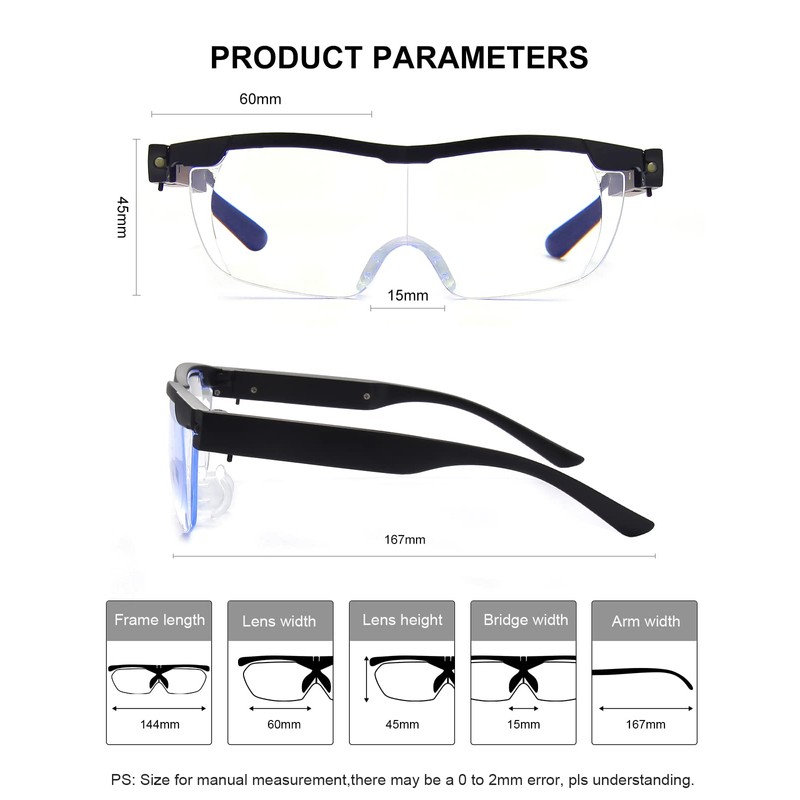 OKH 200% Magnifying Glasses with Light, Rechargeable LED Lighted Magnification