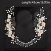 Teyglen Wedding Rhinestones Pearl Headband With Comb Bridal Flower Crystal