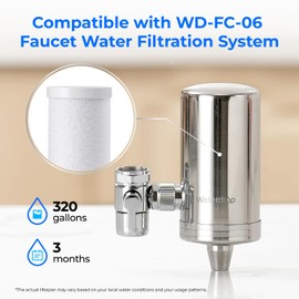 Waterdrop WD-FF-03A Faucet Replacement Filter, Carbon Block Filter Fits WD-FC-01, WD-FC-02, WD-FC-06, Reduces Chlorine, Heavy Metals and Bad Taste, Pack of 3