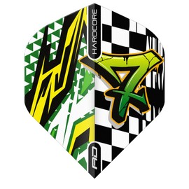 RED DRAGON Hardcore XT Black, White and Green Dart Flight - 4 Sets per Pack (Total 12 Dart Flights)