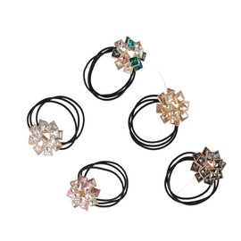 Pokinge 5pcs Crystal Hair Rope Exquisite Rhinestone Hair Rubber Band Temperament Elegant Headwear Elastics Crystal Hair Rope Hair Accessories for Women