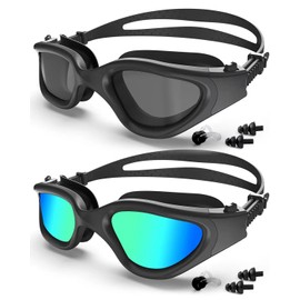 Swimming Goggles 2 Pack, Clear Lens Swim Goggles Anti-fog&UV Protection for Adult Men Women Youth