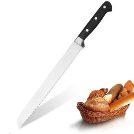 QEPAA CRAFTS®'' Chef Bread Knife, 10 inch, High Carbon Stainless Steel Blades, ABS Handle