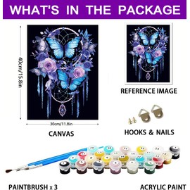 croshom Adults Paint by Number- Dream Catcher Paint by Numbers Kits on Canvas for Beginners, Butterfly Acrylic Painting by Numbers Kits Without Frame for Home Decor 12x16 inch