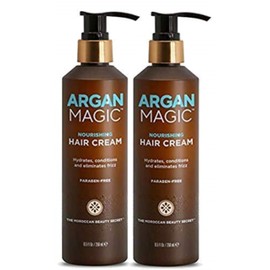 Argan Magic Nourishing Hair Cream - Hydrates, Conditions, and Eliminates Frizz for All Hair Types | Seals in Shine | Made in USA, Paraben Free, Cruelty Free (8.5 oz / 2 Pack)