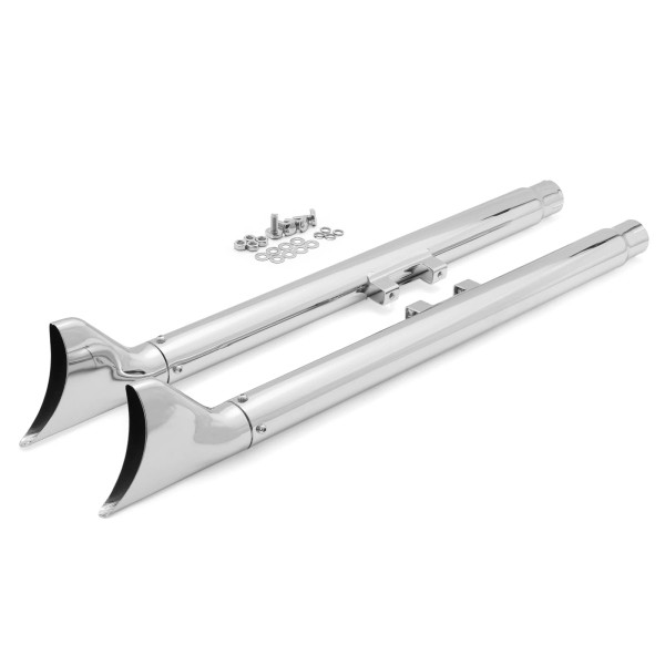 Tarazon Chrome 33" Fishtail Mufflers Slip on Dual Exhaust Pipes