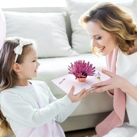 IOYOUNOW Lavender Paper Flower Bouquet - 5x7 Inch Pop Up Flower Greetings Card | Best 3D Pop Up Card For Birthday, Anniversary, Mothers Day and More