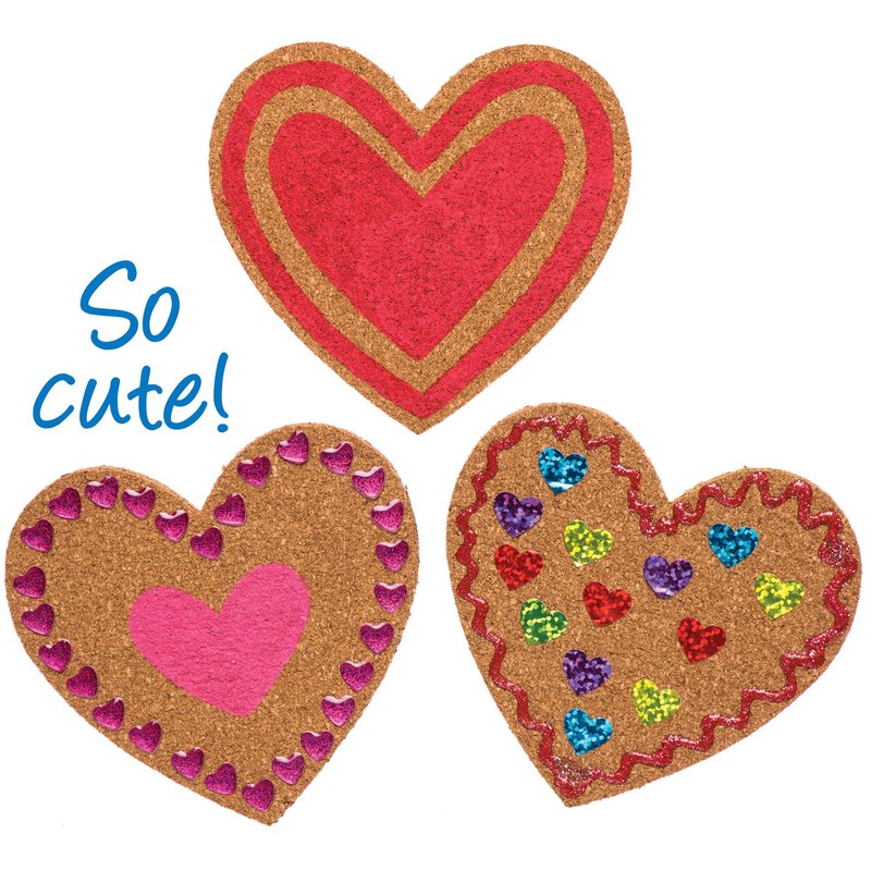 Baker Ross AW103 Heart Cork Coasters Class pack (Pack of
