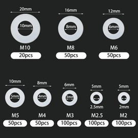 520pcs Nylon Washers, Plastic Round Flat Spacers, Flat Washer Screw Bolt Assorted 8 Size Flat Gasket for Bolts Round Insulation Gasket Ring Mechanical Flat Washer M2 M2.5 M3 M4 M5 M6 M8 M10 5-20mm