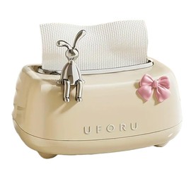 AIMALL Bunny-Themed Tissue Box, Elegant Spring-Lift Design, 8.26" x 5.43" x 4.52", Decorative for Living Room, Bedroom, and Coffee Table
