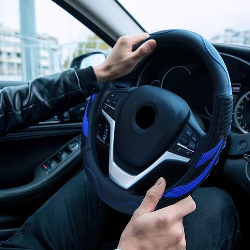 Alusbell Microfiber Leather Steering Wheel Cover Breathable Auto Car Steering