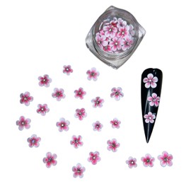 Set 30Pcs White 3D Flowers for Nails, Handmade 3D Acrylic Flowers for Nails, Flower Nail Charms Rhinestones Gems by Acrylic Powder Design Deco Nail Art Women Girls (White Pink with Rhinestones-30Pcs)