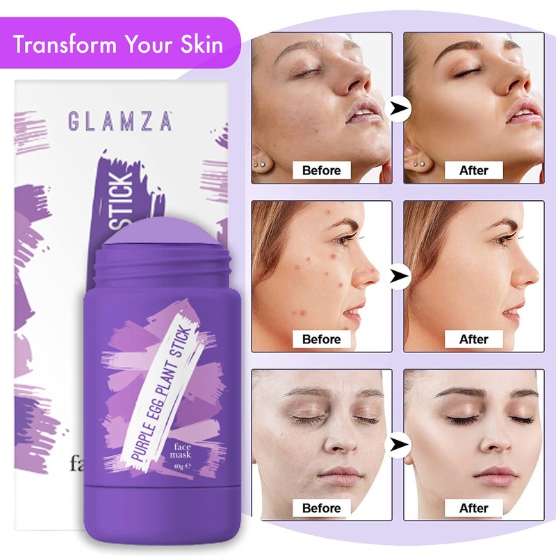 GLAMZA® Egg Plant Facial Mask Cleanses Aubergine Mask Deep Cleansing