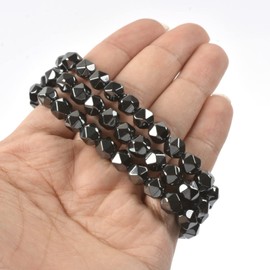 Justinstones 8mm Faceted Hematite Crystal Bead Healing Energy Protection Stretch Bracelet 7 inch