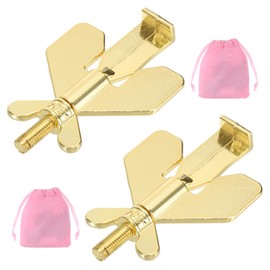 PATIKIL Portable Security Door Lock 3.15x1.97inch, 2 Pack Adjustable Hotel Door Lock Devices with Storage Bag for Enhanced Safety Travel Hotel Home, Gold