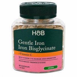 H&B Gentle Iron 20mg 90 Capsules, Iron Bisglycinate + Vitamin C