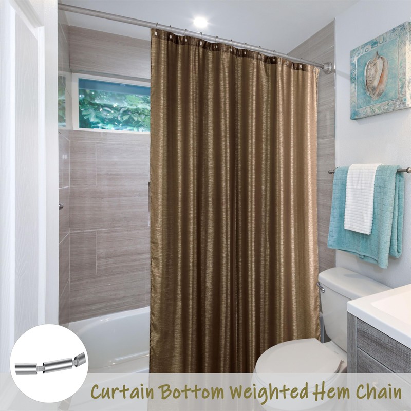 Popkozzi Brown Silver Glitter Shower Curtain: 78 Inch Glitter Luxury