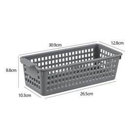 Dehouse 6 Pack Slim Plastic Storage Basket, Desktop Narrow Plastic Basket for Storage, Grey