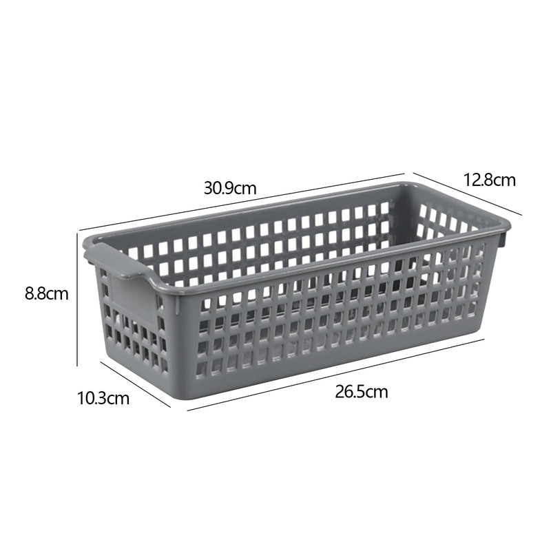 Dehouse 6 Pack Slim Plastic Storage Basket, Desktop Narrow Plastic