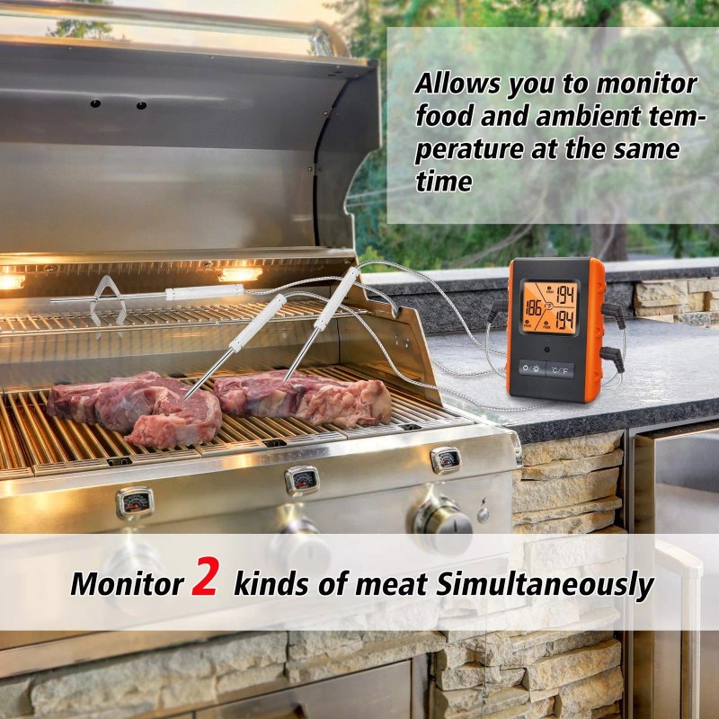 VAUNO Wireless Meat Thermometer for Grilling Smoking - Kitchen Food