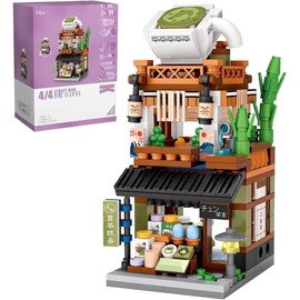 Modular House Building Set, Matcha Shop Model Set, 379 Pcs Japanese Street View Series Model Building Kit, Construction Toy Sets for Kids and Adults