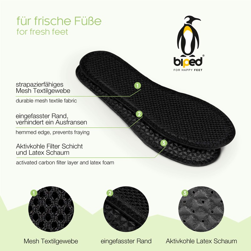 biped 2 Pairs of Children's Activated Carbon Soles, for Climate