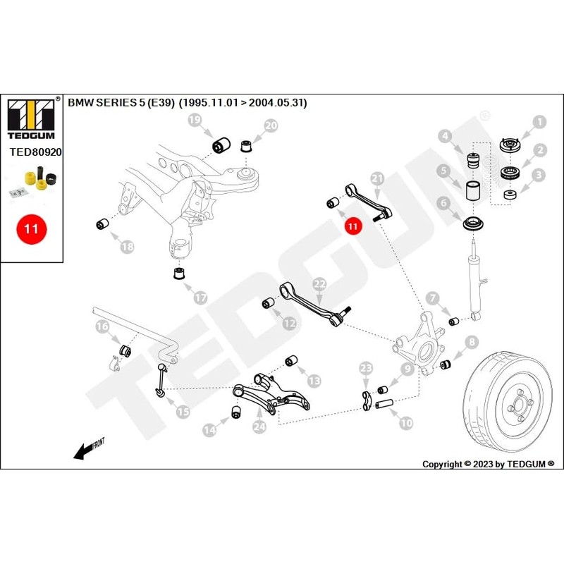 TEDGUM TED80920 POLYURETHANE UPPER REAR CONTROL ARM BUSHING (INNER)