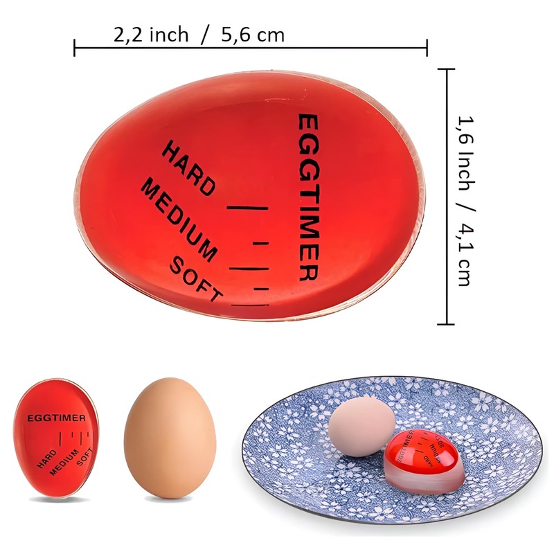 Modern Egg Timer, Timer for Boiled Eggs, Hard/Medium/Soft Display, Infinitely