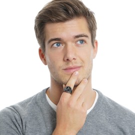 OIDEA Men's Retro Pirate Skull Ring Punk Rock Style Stainless Steel Silver/Gold Ring Size 54-71, Stainless Steel