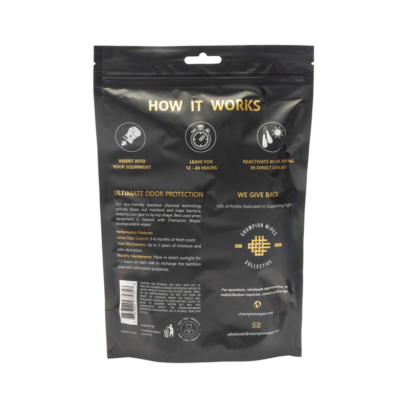 Champion Wipes Deodorizer & Odor Absorbing Inserts for Boxing Gloves