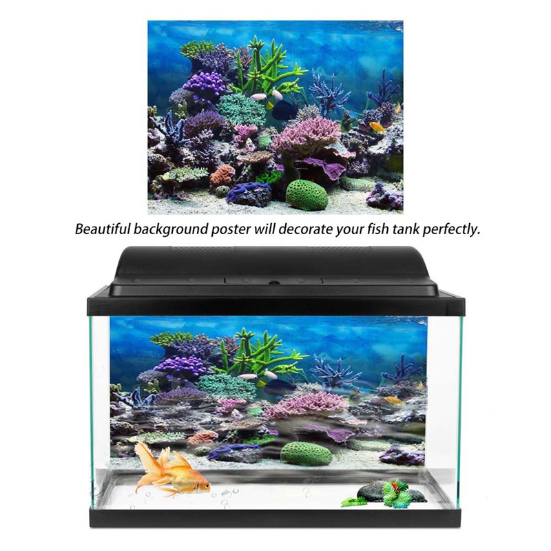 PVC Adhesive Underwater Coral Aquarium Fish Tank Background Poster Backdrop