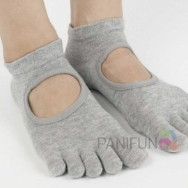 Light Gray Pilates Toe Socks with Non-Slip Grip for Home Training & Yoga Non-slip Socks 2ea