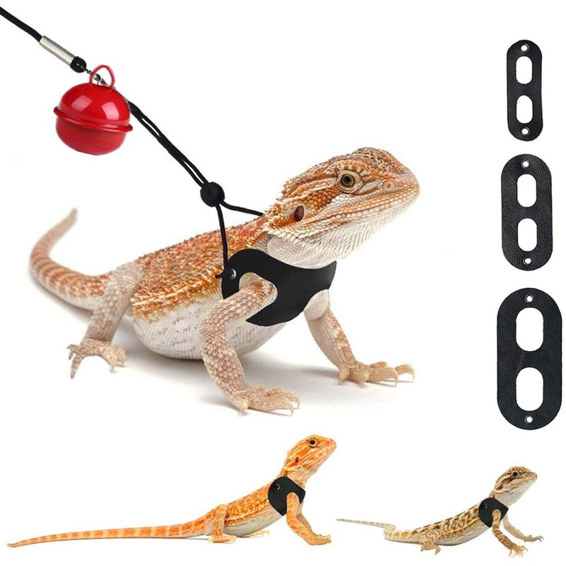 3 Packs Bearded Dragon Harness and Leash Adjustable(S,M,L) - Soft