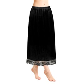 Trifolium Ladies Underskirt Petticoat 37 Inch Length Half Slip Skirt Lace Factory Label XXL UK 18-20 XXL Black