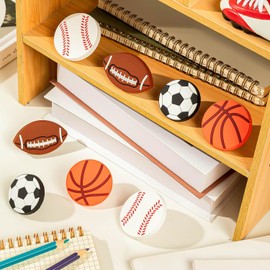 GDZRDFLH 12 Pcs Sports Ball Dresser Knobs Rubber Baseball Basketball Drawer Knobs Drawer Hardware Handle for Cabinet, Nursery, Kitchen and Home Decor (Football, Basketball, Softball & Rugby Styles)