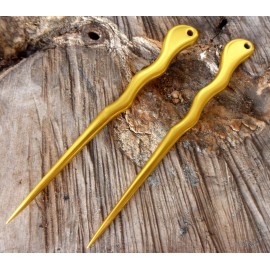 JWL Hawnkoa 2 JWL Aluminum 6" Gold Spiral Hair Stick Fork Pin  Unbreakable Waterproof