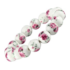 LKXHarleya Women Porcelain Beads Bracelet Vintage Style Blue and White Porcelain Ceramics Wrist Bracelet