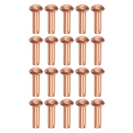 sourcing map 150 Pcs Copper Solid Rivets, 0.16"x0.47" Half Round Head Rivet Metal Fasteners for Electrical Applications, Leather DIY Craft Supplies (M4x12)