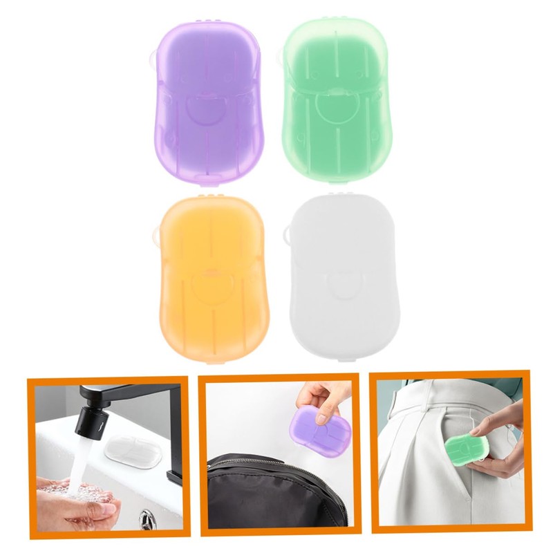 WHAMVOX 4 Pack Pp Travel Soap Sheets Hand Wash Soap